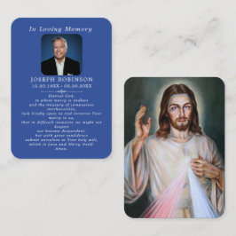 Cartão De Visita Catholic Jesus Divine Mercy Blue Prayer Card