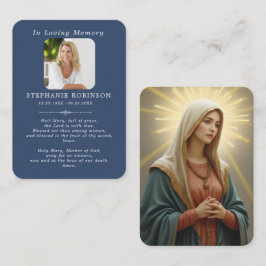 Cartão De Visita Catholic Virgin Mary Memorial Blue Prayer Card