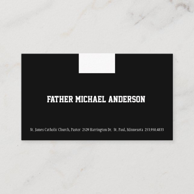 Cartão De Visita Católico Padre Negro Colarinho Religioso Busi (Frente)