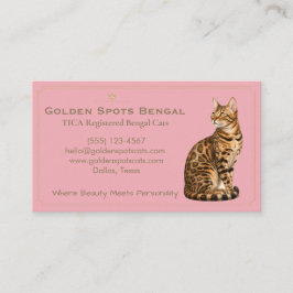 Cartão De Visita Cattery de Gato Bengal Elegante Personalizável 