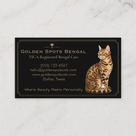 Cartão De Visita Cattery de Gatos Bengala Pretos de Luxo Personaliz