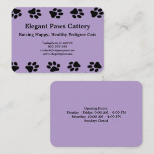 Cartão de Visita Cattery Elegant Paws com Impressã