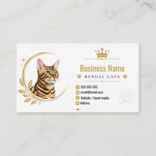 Cartão De Visita Cattery Personalizado de Bengala Moderna