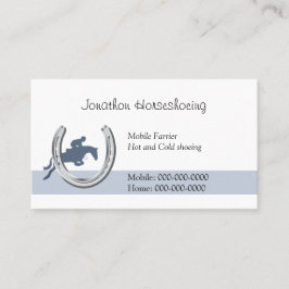 Cartão De Visita Cavalo azul que salta através de uma ferradura