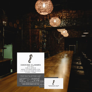 Cartão De Visita Cavalo-marinho-Russo-Clay, Produtos do mar, Chef, 