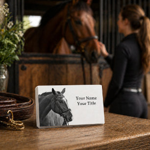 Cartão De Visita Cavalo Moderno Equestre Preto e Branco
