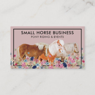 Cartão De Visita Cavalo Rosa Criação Pônei Floral