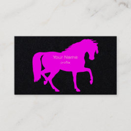 Cartão De Visita cavalo trotando rosa néon em preto