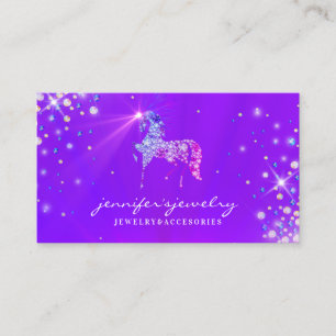 Cartão De Visita Cavalo Unicórnio Diamantes Roxo