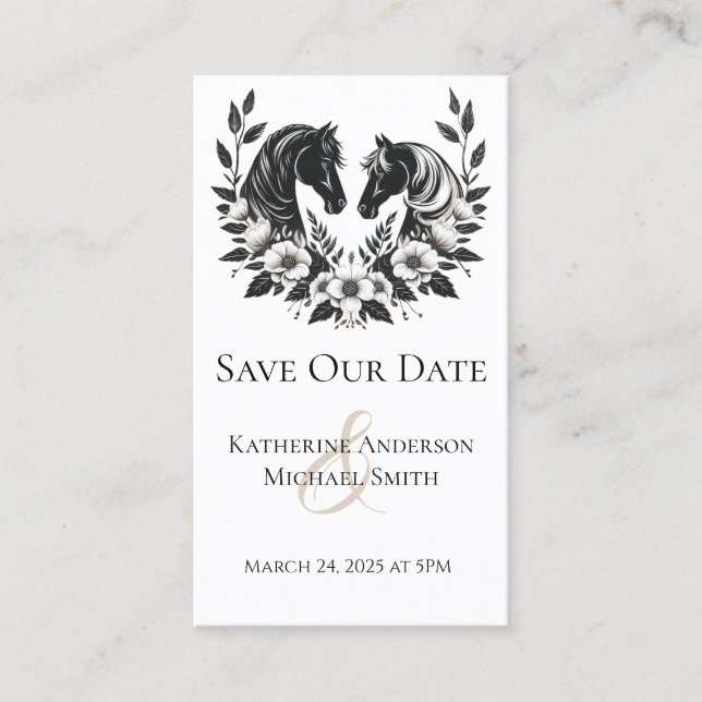 Cartão De Visita Cavalos de Casamento e Flores do País (Frente)