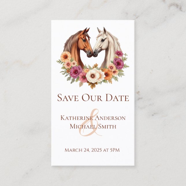 Cartão De Visita Cavalos de Casamento no Amor (Frente)