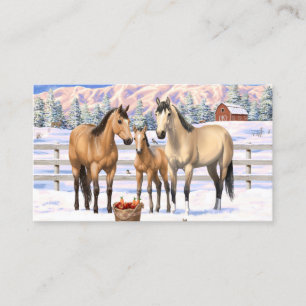 Cartão De Visita Cavalos Do Quarto De Pele De Foco Na Neve