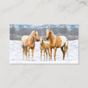 Cartão De Visita Cavalos Palomino Appaloosa Na Neve