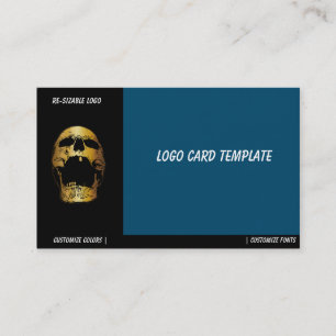 Cartão De Visita Caveira de tela - Logotipo Dourado do crânio