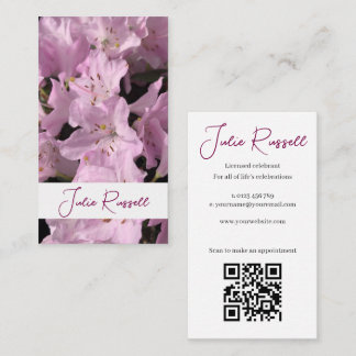 Cartão De Visita Celebrante de Casamento Floral Rosa Pastel Simples