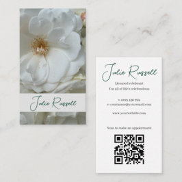 Cartão De Visita Celebrante de Casamento Simples Floral Branco