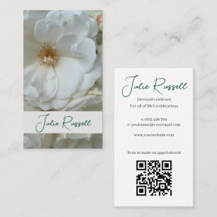 Cartão De Visita Celebrante de Casamento Simples Floral Branco