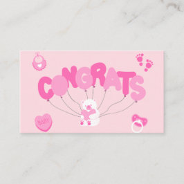 Cartão De Visita Celebre sua nova menina com um agradecimento rosa
