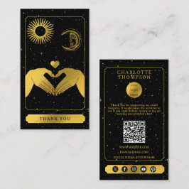 Cartão De Visita Celestial Tarot Hairdresser Negro Dourado Obrigado