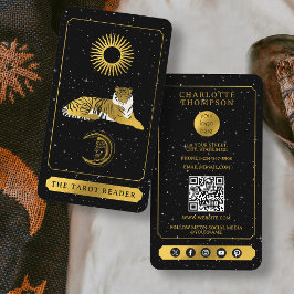 Cartão De Visita Celestial Tarot Reader Dourado Tiger Energy Healer