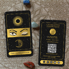 Cartão De Visita Celestial Tarot Sun Moon Makeup Artista Negro Dour