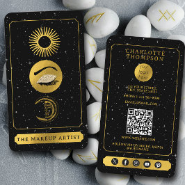 Cartão De Visita Celestial Tarot Sun Moon Makeup Artista Negro Dour