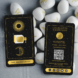 Cartão De Visita Celestial Tarot Sun Moon Nail Salon Black