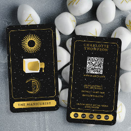 Cartão De Visita Celestial Tarot Sun Moon Nail Salon Black