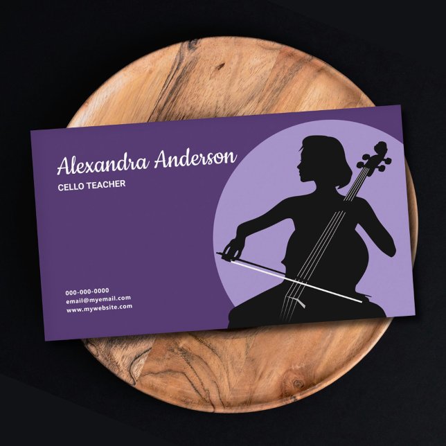 Cartão De Visita Cello Teacher - Purple (Cello Teacher - Purple Business Card)