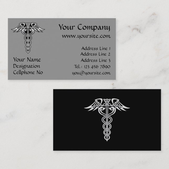 Cartão De Visita Celtic Knot Caduceus (Frente/Verso)