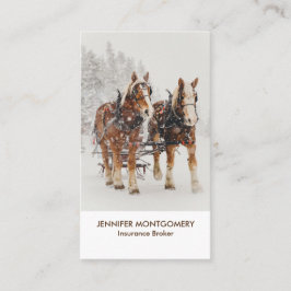 Cartão De Visita Cena de Natal do Wintery Team Horse Belga