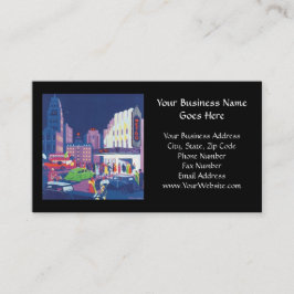 Cartão De Visita Cena do teatro da cidade de Calcutá do art deco