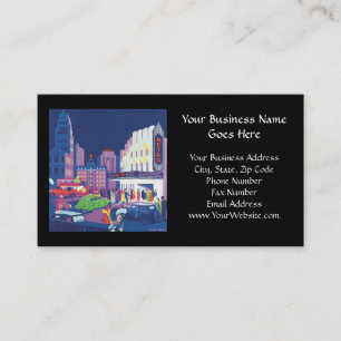 Cartão De Visita Cena do teatro da cidade de Calcutá do art deco