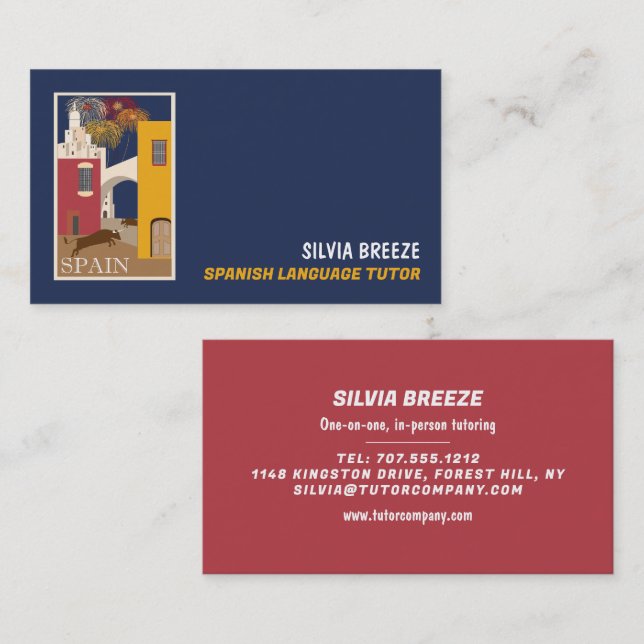 Cartão De Visita Cena Espanhola, Tutor de Língua Espanhola, Profess (Frente/Verso)