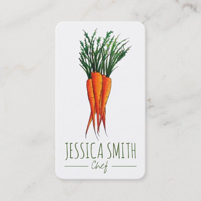 Cartão De Visita Cenouras do Jardim da Cozinha do Chef Vegetariano (Frente)