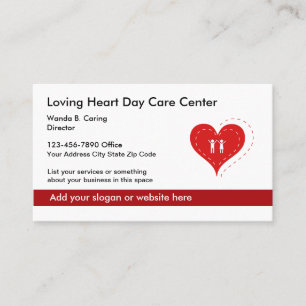Cartão De Visita Centro de Cuidados Diários Heart Symbol e Serviços