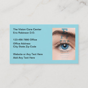Cartão De Visita Centro de Visão do Médico de Cuidados com os Olhos