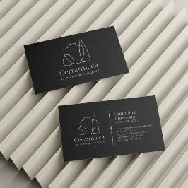 Cartão De Visita Cerâmica de escultura de porcelana feita a preto