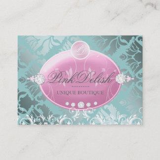 Cartão De Visita cerceta clara do monograma | de 311-Pink Delish