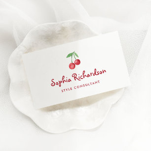 Cartão De Visita Cerejas Retro Whimsic Vermelhas   Código QR