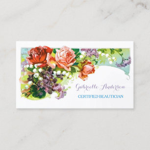 Cartão De Visita Certified Beauticitic Vintage Pink Rose Floral