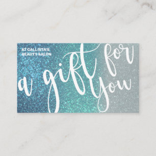 Cartão De Visita Cerulean Blue Teal Triple Glitter Gift Certificate