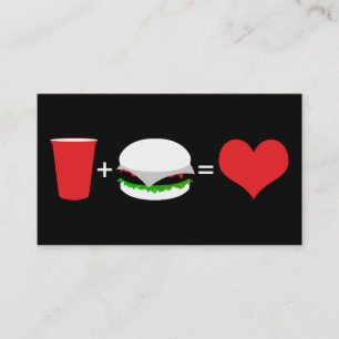 Cartão De Visita cerveja + hambúrguer = amor