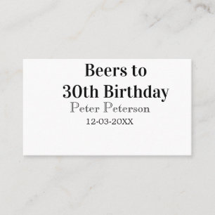 Cartão De Visita Cervejas para o 30º aniversário nome data homem el
