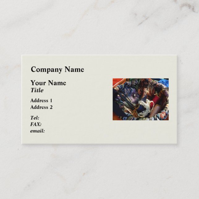 Cartão De Visita Cesta de Crocheting e Thread (Frente)