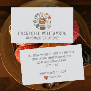 Cartão De Visita Cesta de Fio Personalizada de Tricô Crochê Feito à