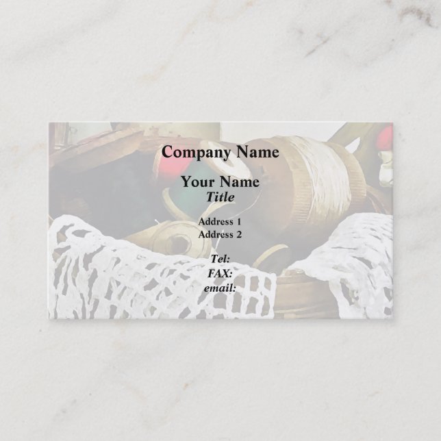 Cartão De Visita Cesto de costura com rosca e rendas (Frente)