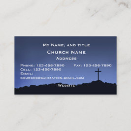 Cartão De Visita Céu azul da igreja/silhueta religiosa da cruz do