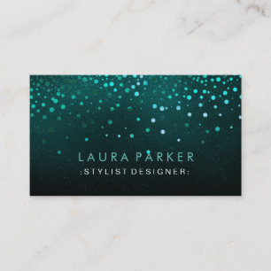 Cartão De Visita Céu Elegante de Confetti Azul Brilhante