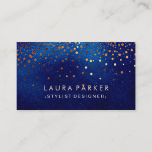 Cartão De Visita Céu Elegante de Confetti Azul Brilhante